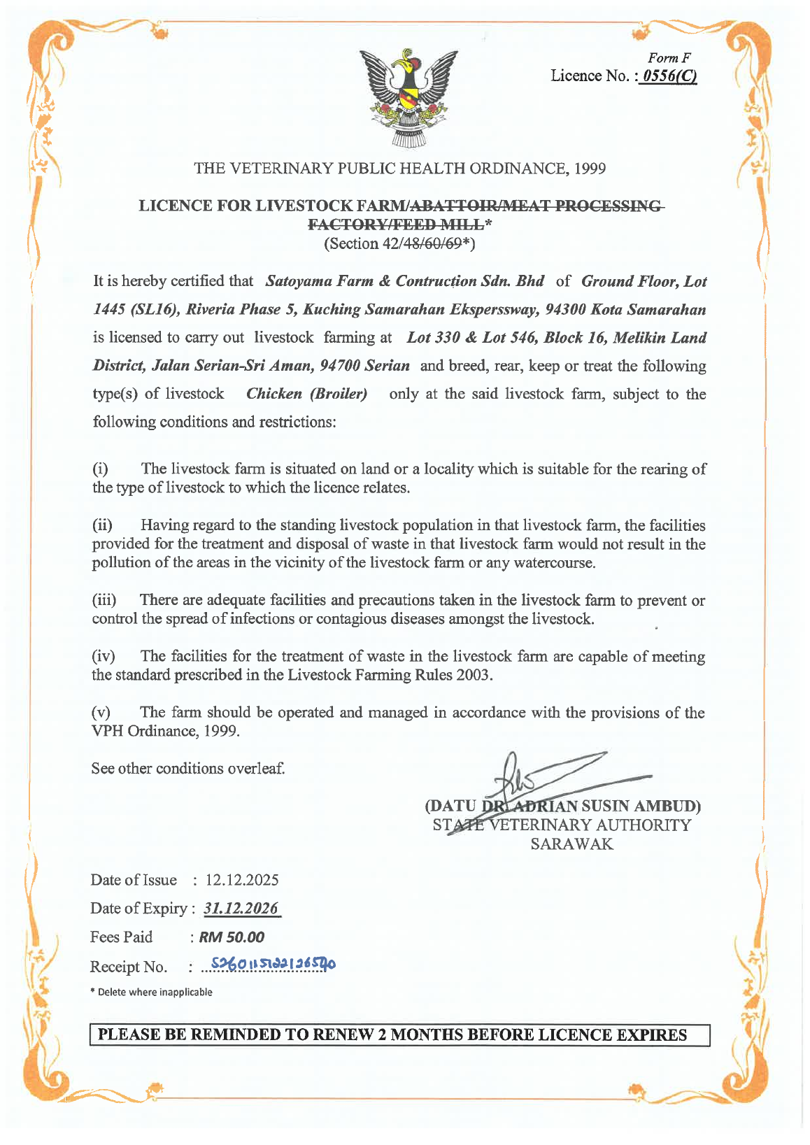 Preview of Livestock License